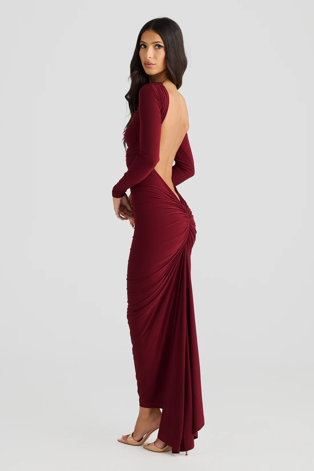 Sexy Slim Solid Color Long Sleeve Temperament One-Step Skirt