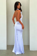 Corwin Open Back Satin Maxi Dress - Lilac