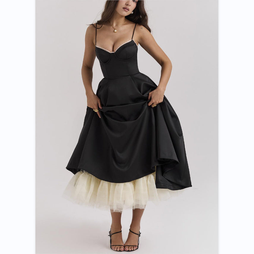V-neck Brace Sleeveless Maxi Dress