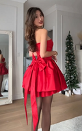 Sexy Mini Tube Top Bow Dress