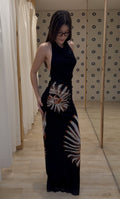 Sexy Sleeveless Halter Printed Dress