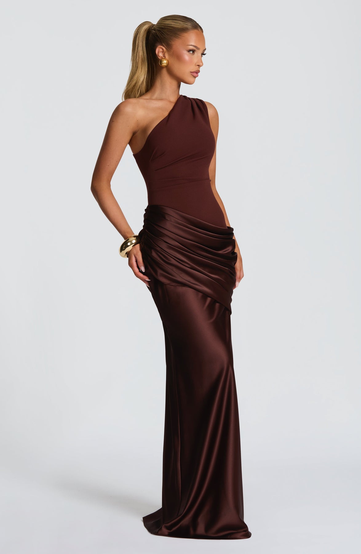 Sexy One-Shoulder Slim-Fit Pleated Dress