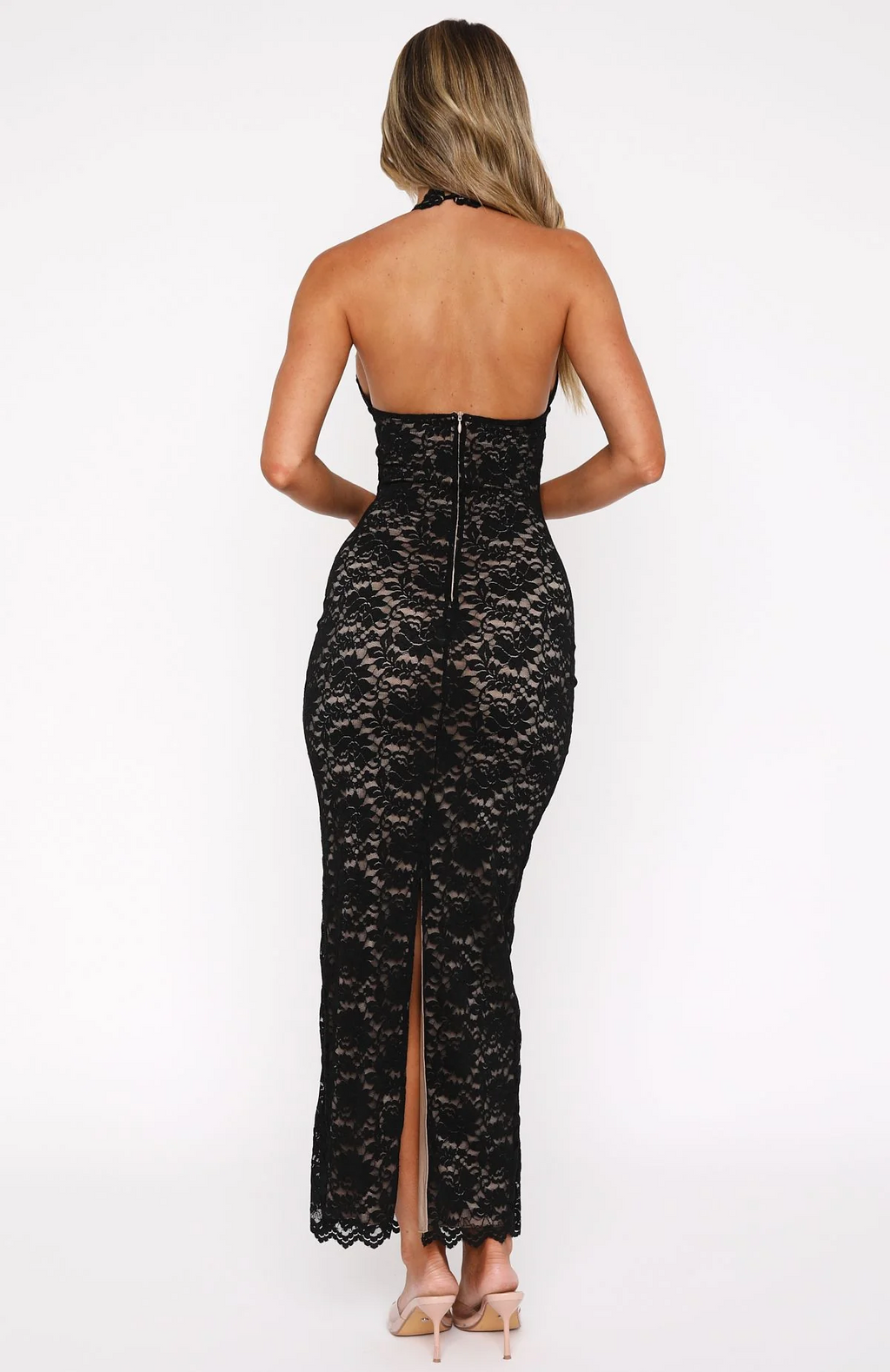 Sexy Sleeveless Halter Slim-Fit Lace Dress