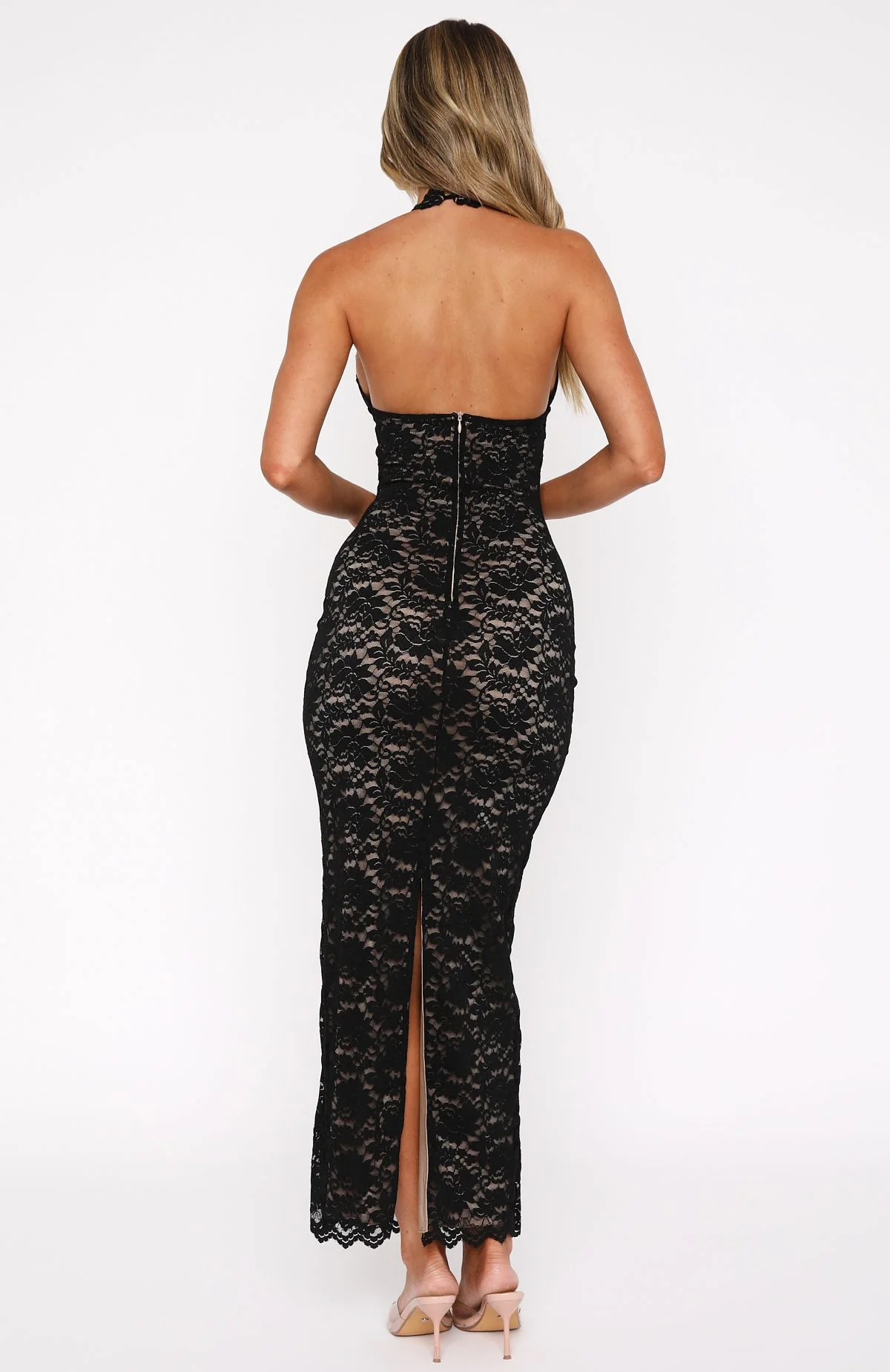 Sexy Sleeveless Halter Slim-Fit Lace Dress