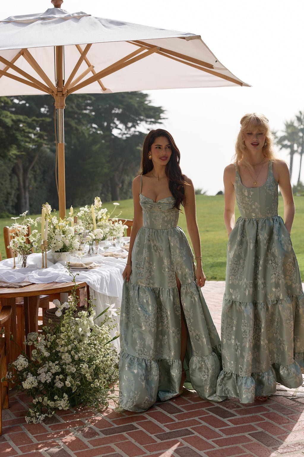 The Lucetta Dress in Sage Baroque Floral