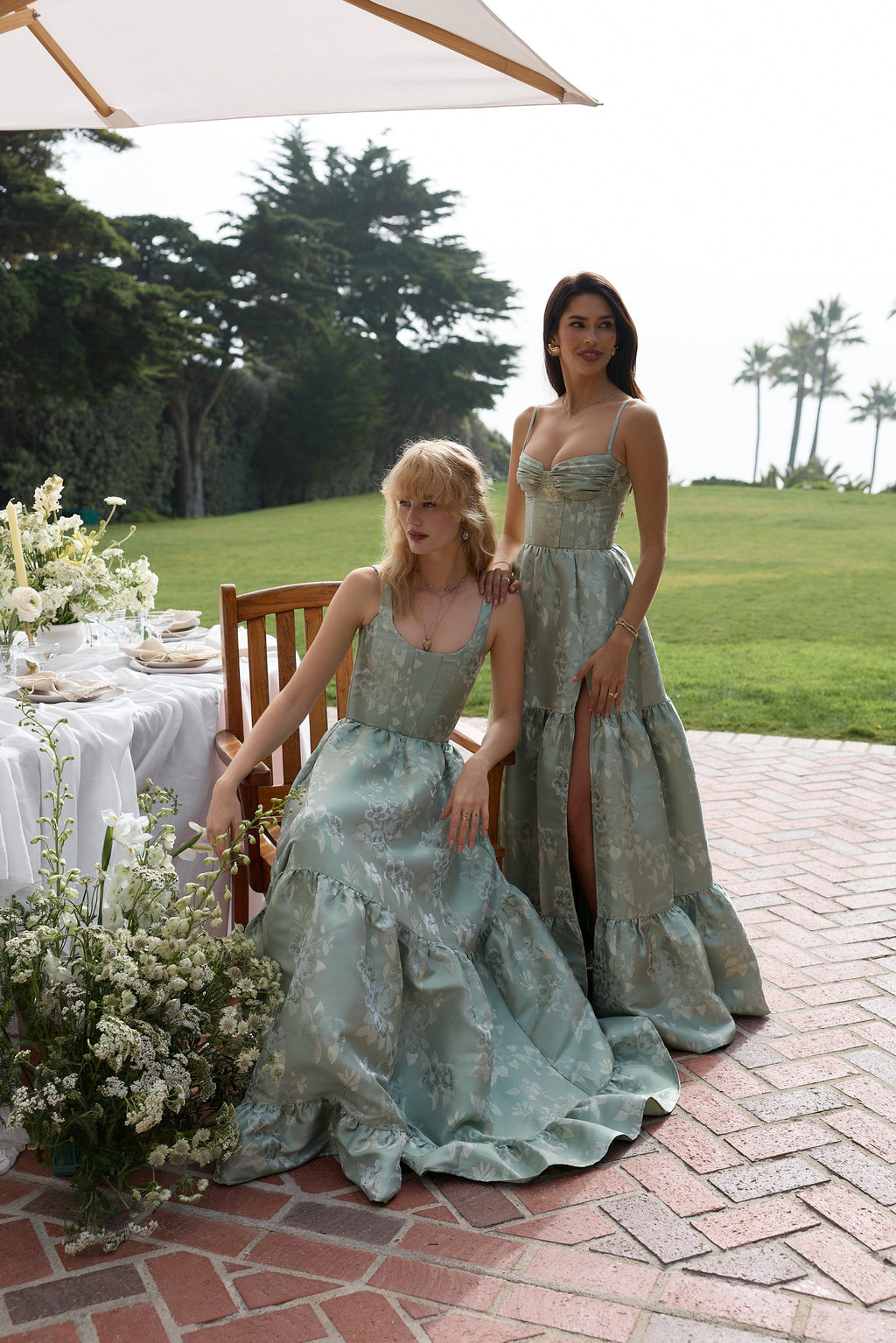The Lucetta Dress in Sage Baroque Floral