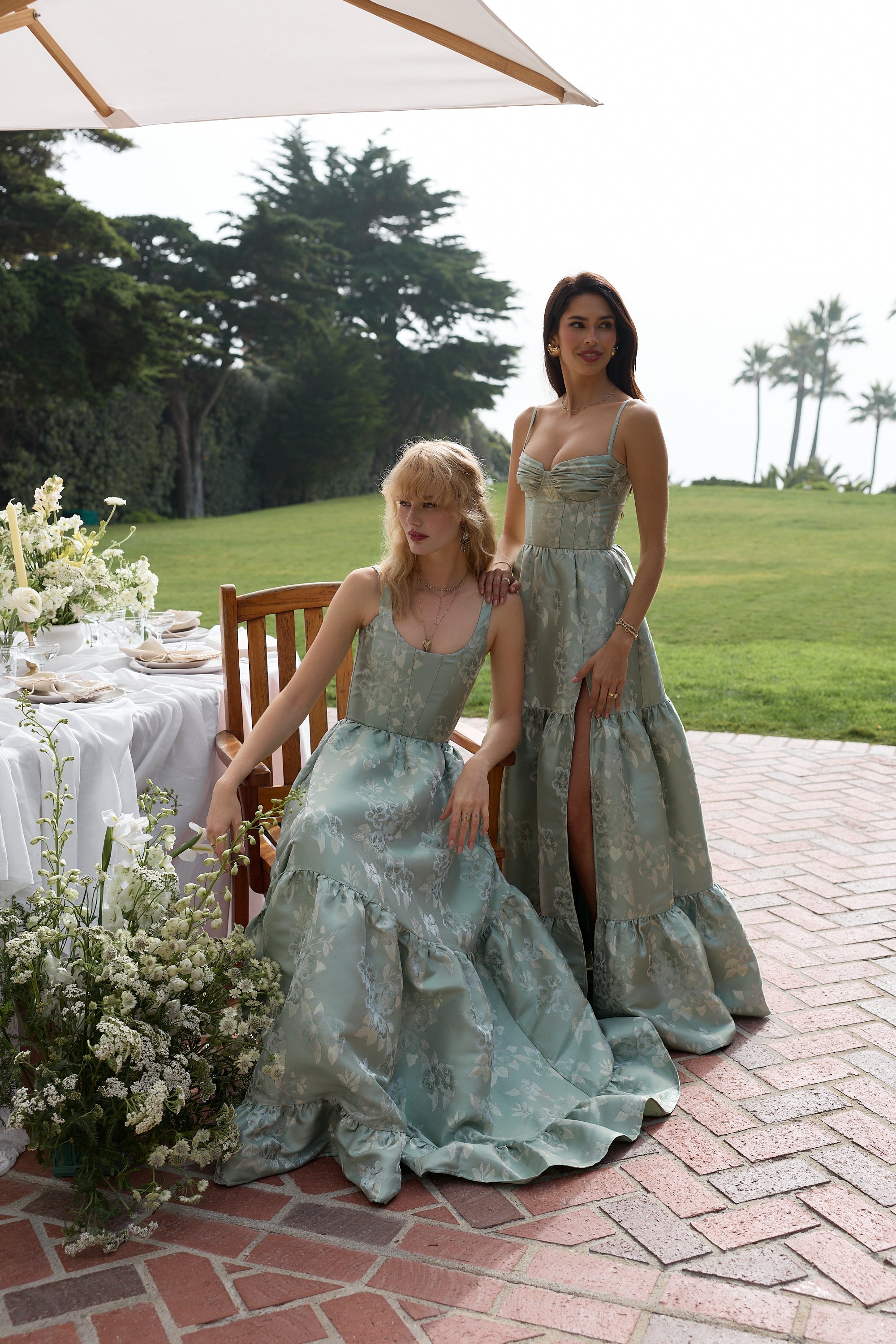 The Lucetta Dress in Sage Baroque Floral